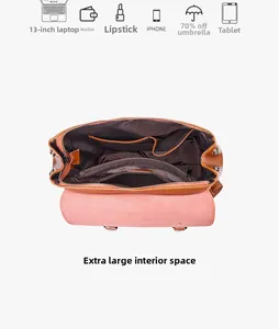 Interior layout showing spacious main compartment with zipper pocket and device storage