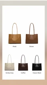 Detaillierte Palette großer Ledertaschen in Hellbraun, Braun, Grau, Kaffee und Schwarz