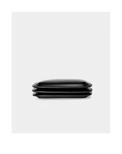 Detail showing the triple-layer gusset structure of the black leather crossbody bag