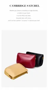 Close-up of three saddle-shaped leather handbags in yellow, burgundy and black colors