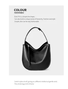 Detailed view of the smooth black leather texture and zipper puller on a hobo bag