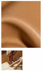 Gros plan sur la texture du cuir de vachette marron, flexible, durable et résistant aux plis