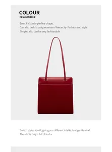 Détail du sac cabas en cuir rouge montrant le grain fin et les coutures soignées