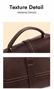 Detailed close-up of leather handbag handles and precise stitching craft quality