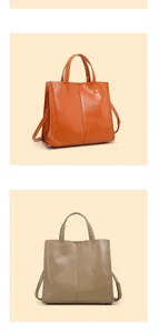 Vertical leather tote with decorative stitching and detachable shoulder strap detail