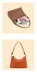 Detailansicht der braunen Leder-Tote-Bag mit Knotengriff und großzügigem Innenraum