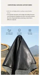 Macro shot of premium black vegetable-tanned leather with natural texture and soft finish