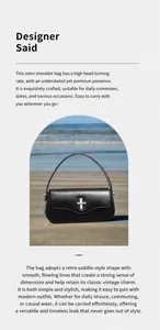 Detail of a vintage black leather saddle bag featuring a golden cross-shaped metal clasp