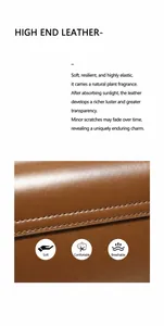 Close-up of premium brown leather texture with precise stitching and soft finish