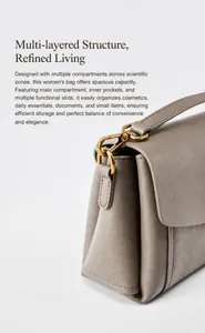 Gros plan détaillé d'un sac en cuir avec compartiments internes et garnitures dorées