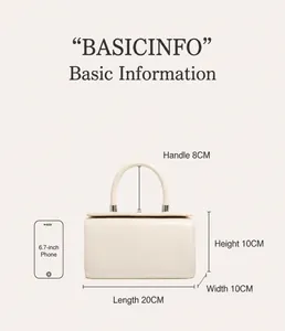 Beige leather box bag dimensions 20x10x10cm showing capacity for 6.7 inch smartphone