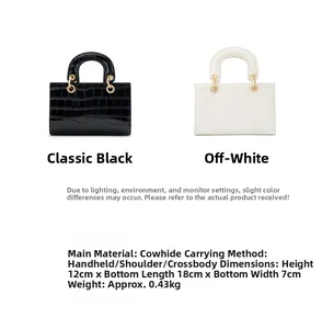 Détails des sacs à bandoulière en cuir véritable avec texture croco et dimensions