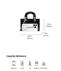 Guide des tailles détaillé pour sac noir effet crocodile avec dimensions et capacité