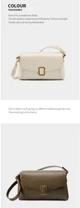 Detail shot of the leather shoulder bag with adjustable strap and golden square lock
