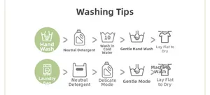 Guide for washing newborn clothes with cold water, neutral detergent, and flat drying instructions
