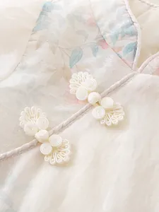 Floral baby bodysuit with traditional Chinese knots and vintage patterns