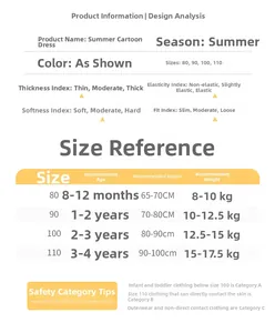 Detailed size chart for girls vintage Chinese style summer dress covering sizes 80 to 110