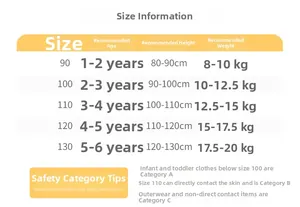 Size information chart for boys vertical stripe short sleeve shirt for ages 1 to 4 years old