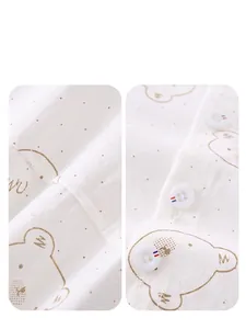 Short sleeve kids shirt with bear print and breathable cotton fabric for summer