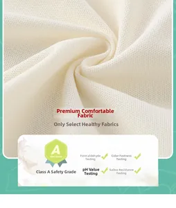 Détail du tissu en maille de coton de classe A avec tests de sécurité formaldéhyde et pH