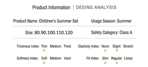 Detailed size chart and quality specifications for girls summer bow t-shirt and shorts set