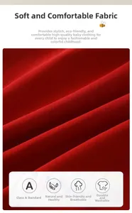 Détail macro du tissu en coton rouge de classe A pour haut sans manches bébé fille