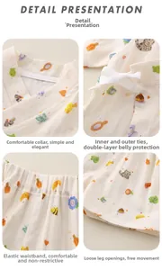 Détail d'un pyjama pour bébé en coton avec imprimés de dessins animés et tissu doux