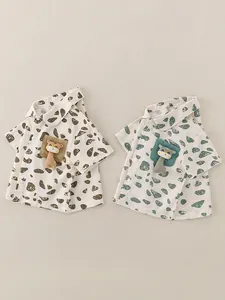 Boys Summer Short Sleeve Cotton Shirt Cartoon Giraffe Puppet Pebble Print Casual Breathable Baby Toddler Button Down Top