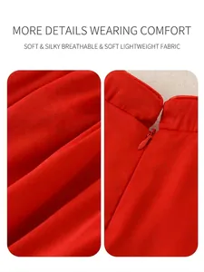 Red New Chinese style baby romper with breathable fabric and invisible zipper detail