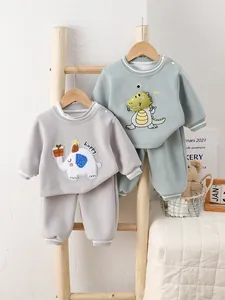 Infant Baby Sweatshirt and Pants Pullover Top Bottom Toddler Long Sleeve Clothing Outfit with Cartoon Animal Embroidery Boys Girls