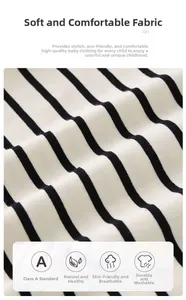 Close-up of soft A-class black and white striped cotton fabric for baby clothes