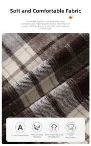 Macro shot of Grade A brown checkered fabric showing breathable texture for baby clothes