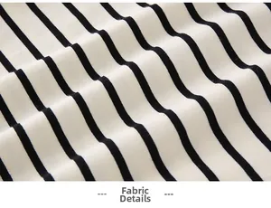 Close-up of soft black and white striped knit cotton fabric showing texture