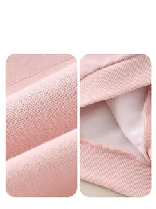 Pink spring cotton sweatshirt for baby girls with ribbed cuffs and soft fabric detail