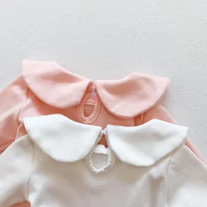 Katoenen babyshirts met lange mouwen, Peter Pan-kraag en knoopsluiting achter