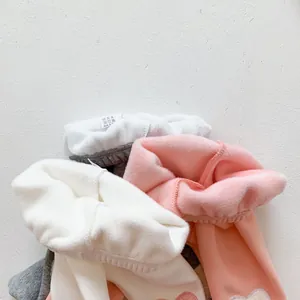 Winter infant thermal fleece leggings with elastic waist in pink, white and grey colors