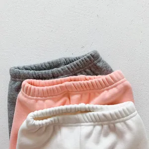 Winter fleece lined baby leggings in grey, pink and white with elastic waistband