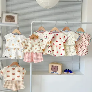 Soft cotton gauze baby summer sets with cute animal and floral prints in various colors