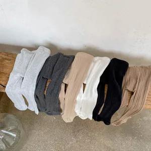 Baby Girls Ribbed Knit Stirrup Leggings High Waist Solid Color Combed Cotton Footless Pants For Toddler Infants Bottoms