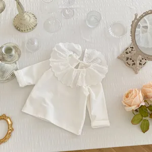Haut à manches longues pour bébé fille avec col Claudine en dentelle et style vintage