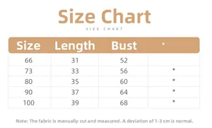 Size chart for baby girl heart-pattern cardigan showing length and chest measurements