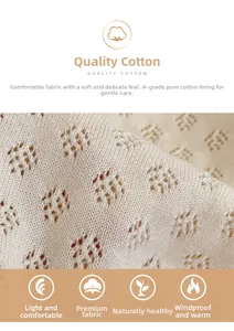 Macro detail of breathable pointelle knit fabric and soft Class A cotton lining
