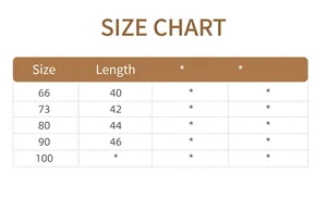 Size chart for baby girl lace embroidered bodysuit showing length for sizes 66 to 100