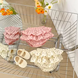 Baby girl polka dot ruffle bloomers and matching soft-sole pre-walker shoes