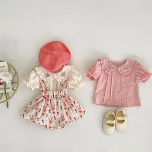 Pagliaccetto Estivo Neonata Vestito Carino Coniglio Stampa Floreale Cotone Senza Maniche Body Con Volant Per Bambini Abbigliamento