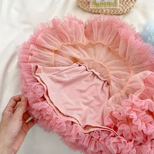 Girl's layered pink tulle tutu skirt with breathable mesh and comfortable lining