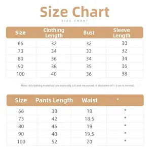 Detailed size chart for children fleece hoodie set with measurements for 66-100cm sizes
