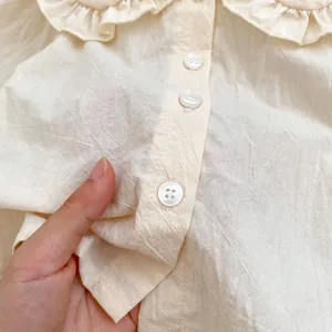 Ensemble barboteuse vintage à carreaux pour bébé fille avec chemise à col volanté