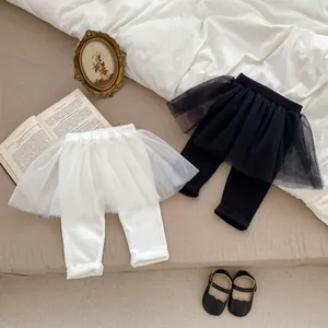 Girls long sleeve solid top with tutu leggings set in white and black colors
