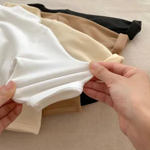 Toddler mock neck long sleeve tee in 4 colors showing high elasticity fabric texture
